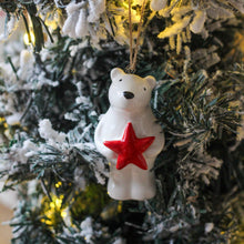 Load image into Gallery viewer, Ceramic Polar Bear With Star Ornament
