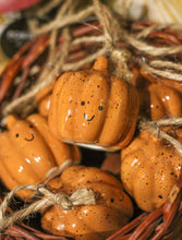 Load image into Gallery viewer, Orange Ceramic Smiling Happy Pumpkin Ornament
