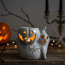 Load image into Gallery viewer, Porcelain Ceramic Ghost &amp; Pumpkin Oil Burner - Derbyshire Gift Centre

