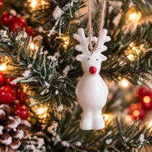 Load image into Gallery viewer, Ceramic Red Nose Reindeer Ornament
