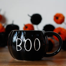 Load image into Gallery viewer, &#39;BOO&#39; Pumpkin Shaped Ceramic Mug
