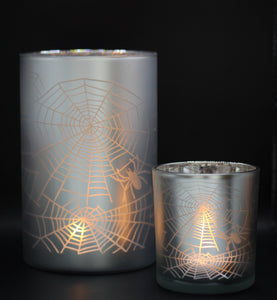 Gisela Graham Glass Spiders Web Candle Holder - Large