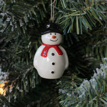 Load image into Gallery viewer, Ceramic Snowman Christmas Tree Ornament
