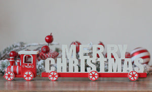 'Merry Christmas' Wooden Train Decoration