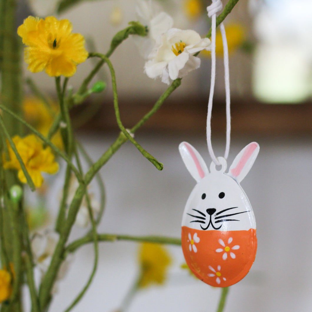Small Metal Hanging Bunny - Orange