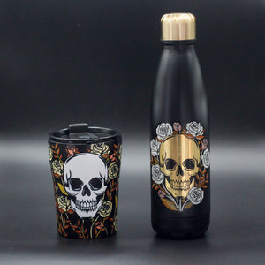 Skulls and Roses Reusable Stainless Steel Drink Bottle