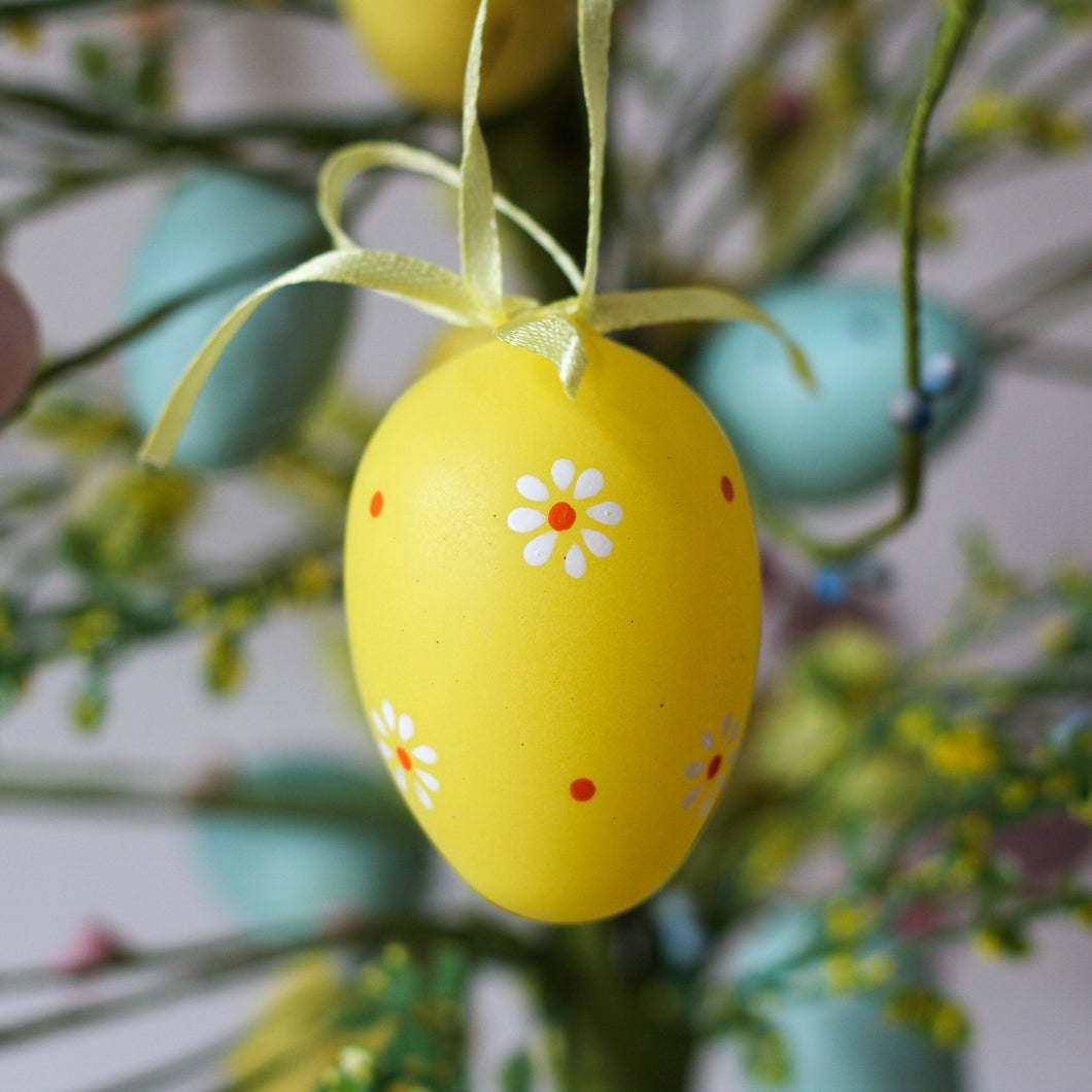 Plastic Yellow Floral Egg