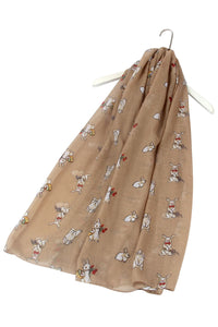 Countryside Easter Bunny Print Scarf - Beige