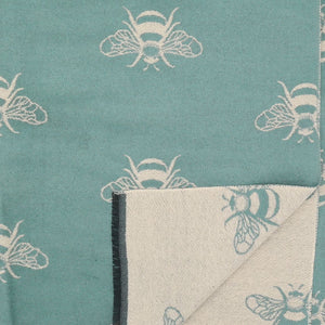 Terry Bee Print Soft Scarf - Duck Egg