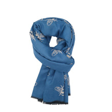 Load image into Gallery viewer, Terry Bee Print Soft Scarf - Blue
