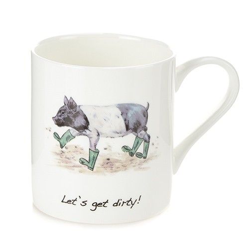 At Home In The Country 'Let's Get Dirty!' Bone China Mug - Derbyshire Gift Centre