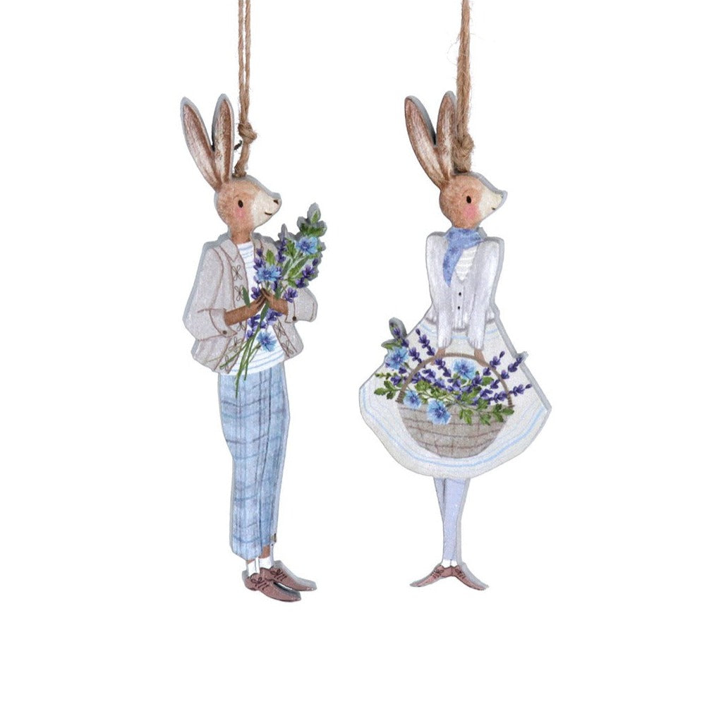 Gisela Graham Wooden Rabbit Ornaments - Various Designs