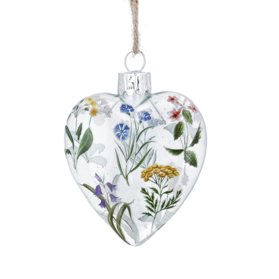 Gisela Graham Glass Floral Heart Easter Decorations