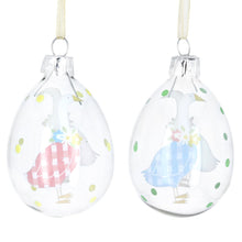 Load image into Gallery viewer, Gisela Graham Glass Gingham Goose Ornament - Various Colours
