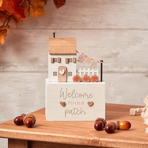 'Welcome To Our Patch' Wooden Block Decoration