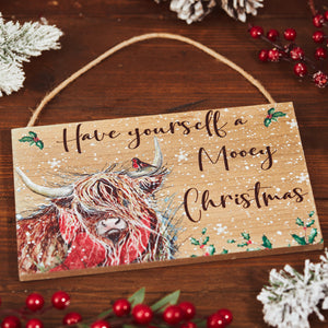 'Have Yourself A Mooey Christmas' Wooden Sign