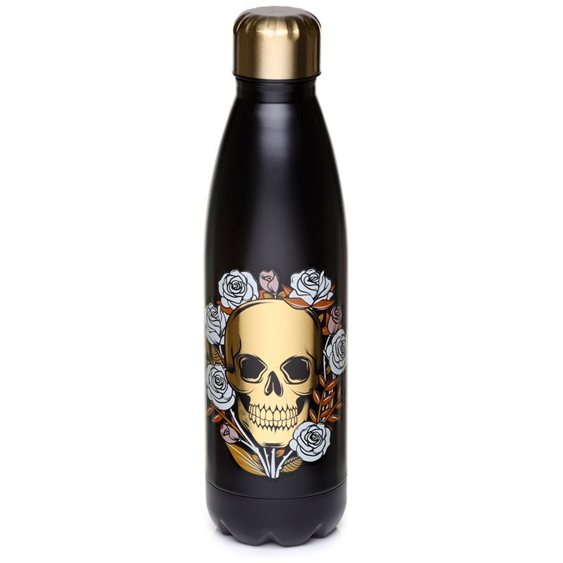 Skulls and Roses Reusable Stainless Steel Drink Bottle