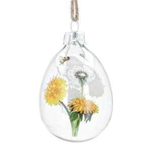 Gisela Graham Glass Dandelion & Bee Ornament