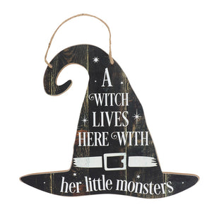 'A Witch Lives Here' Hanging Sign