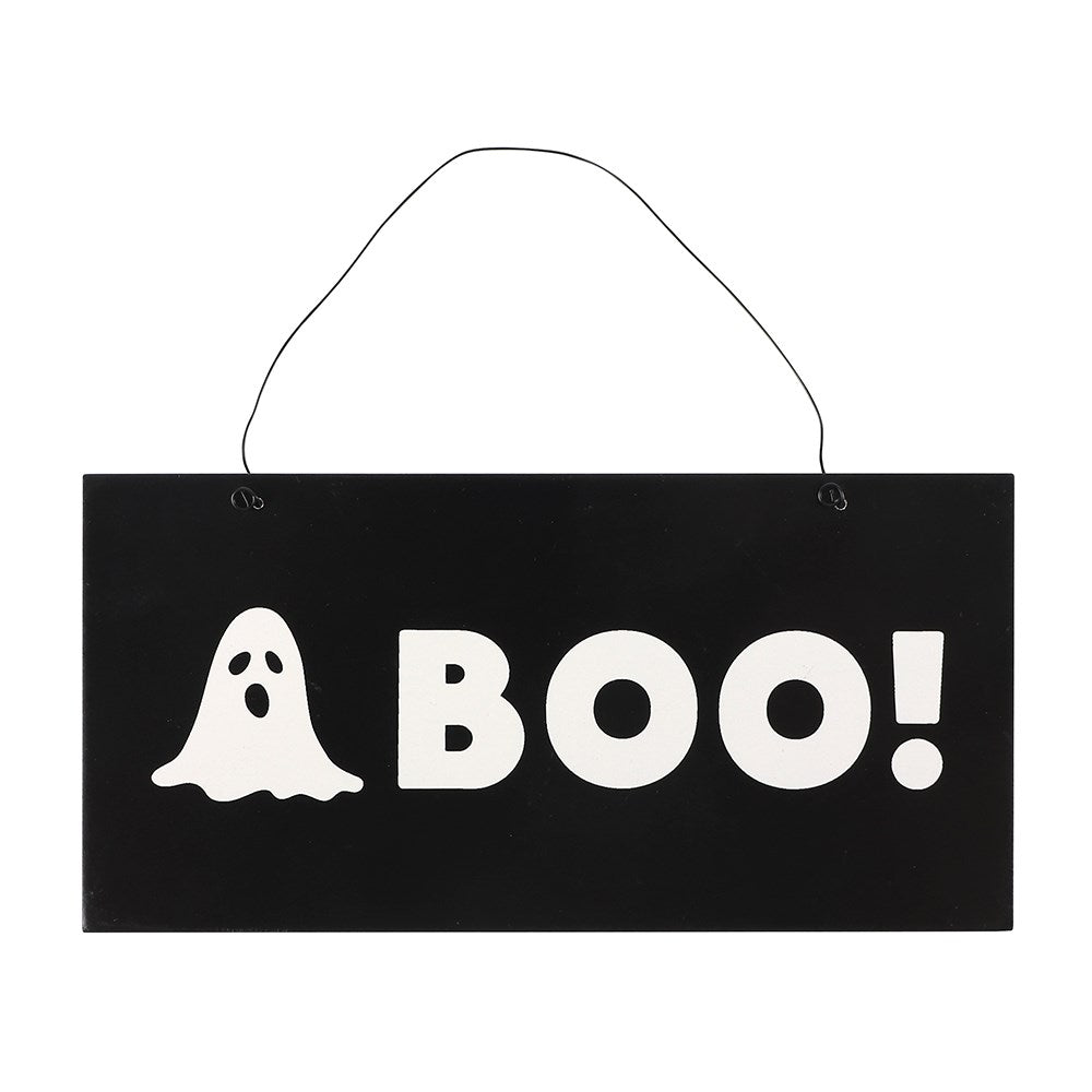 'Boo' Hanging Wooden Sign