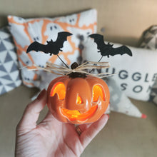 Load image into Gallery viewer, Ceramic Light Up LED Pumpkin With Bats
