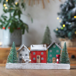 Festive Wooden Houses Block Decoration