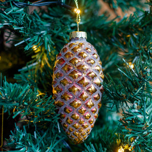 Glass Antique Gold Effect Pinecone Ornament