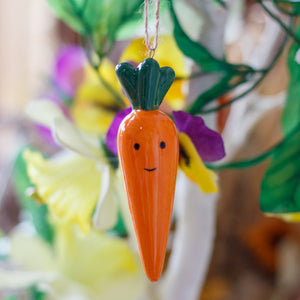Ceramic Smiling Easter Carrot Ornament