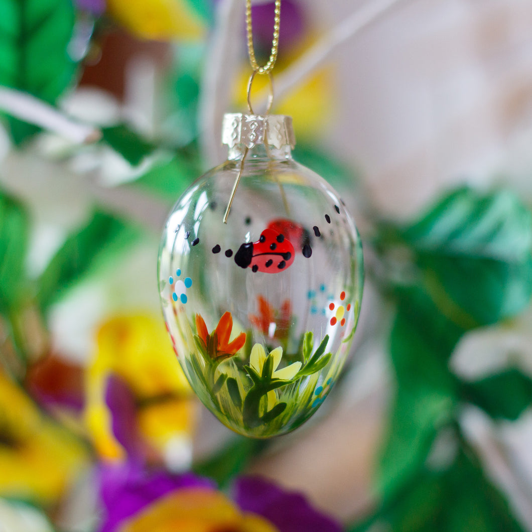 Standard Glass Egg With Ladybirds