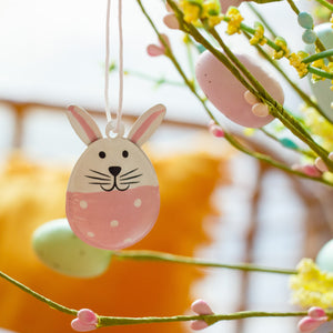 Small Metal Hanging Bunny - Pink