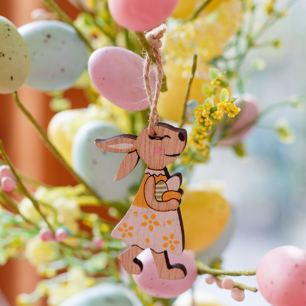 Wooden Bunny Ornament - Girl Bunny