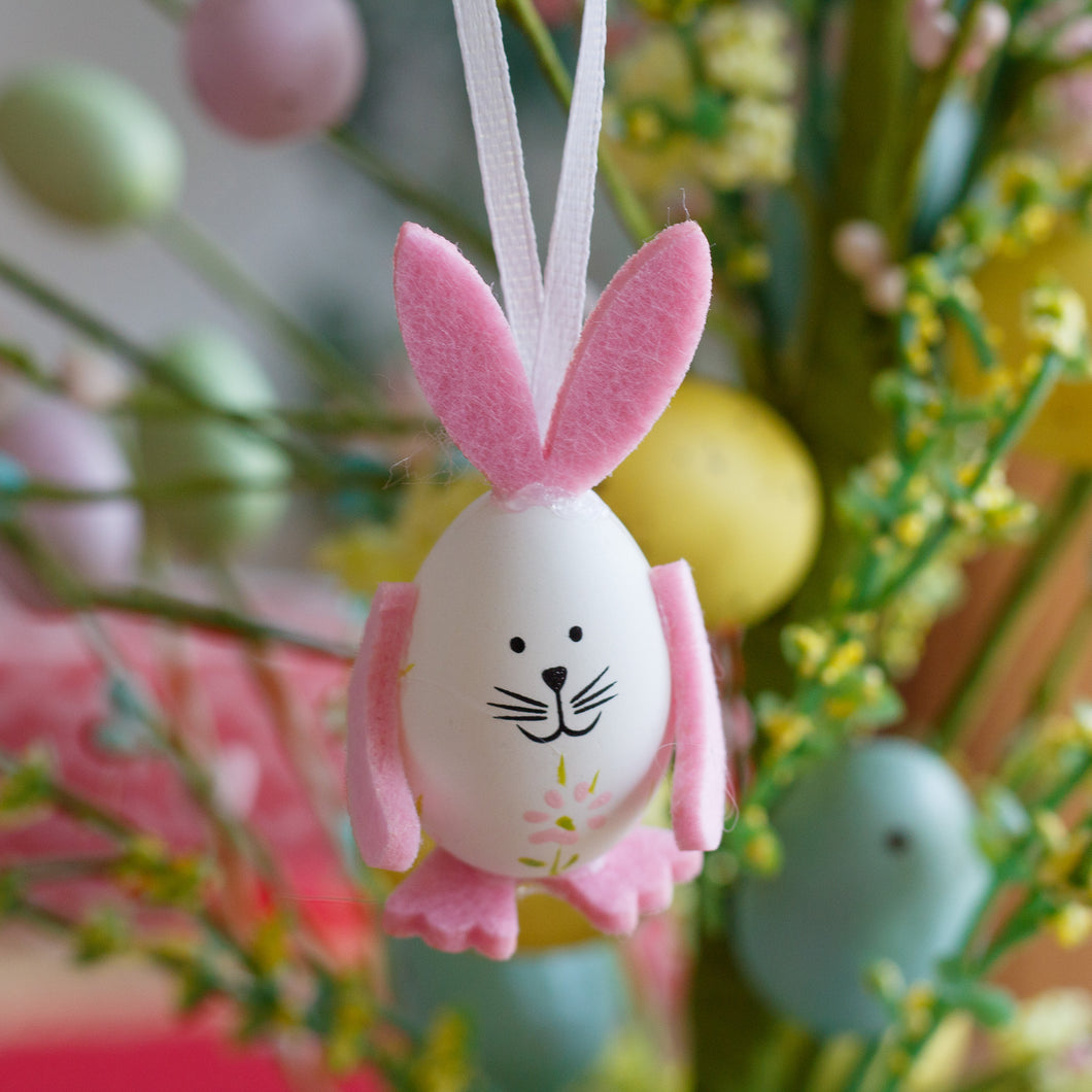 Plastic Bunny With Felt Ears - Pink