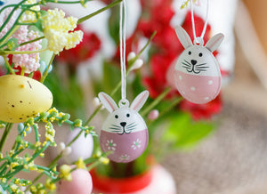 Small Metal Hanging Bunny - Pink