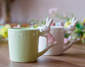 Ceramic Mug With Bunny Handle - White