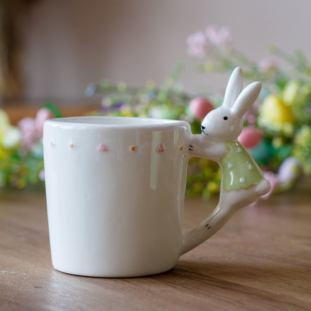 Ceramic Mug With Bunny Handle - White