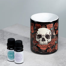 Load image into Gallery viewer, Skulls &amp; Roses Printed Ceramic Oil Burner
