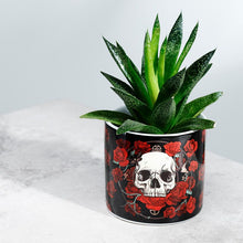 Load image into Gallery viewer, Skulls &amp; Roses Ceramic Indoor Planter - Small
