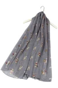 Countryside Easter Bunny Print Scarf - Grey