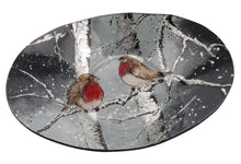 Load image into Gallery viewer, Winter Robin Glass Oval Bowl - Large
