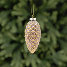 Load image into Gallery viewer, Glass Antique Gold Effect Pinecone Ornament
