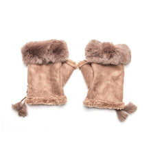 Load image into Gallery viewer, Faux Fur Fingerless Gloves - Tan

