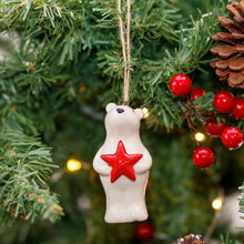 Load image into Gallery viewer, Ceramic Polar Bear With Star Ornament
