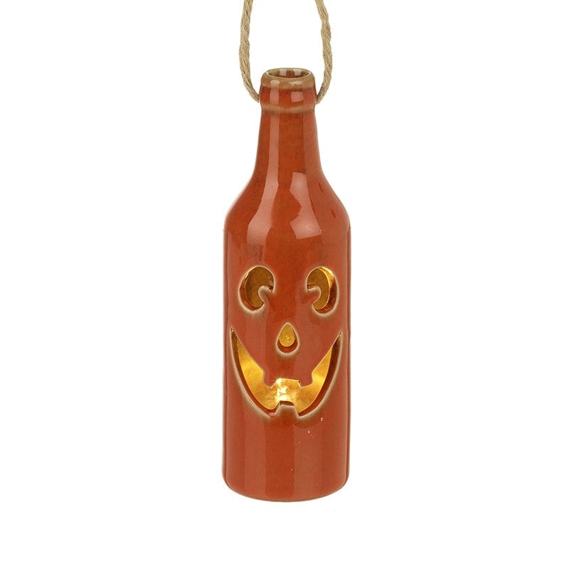Heaven Sends Jack O'Lantern Pumpkin Ceramic Cut Out Bottle LED Light