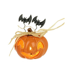 Load image into Gallery viewer, Ceramic Light Up LED Pumpkin With Bats
