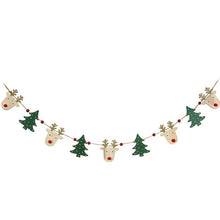 Load image into Gallery viewer, Wooden Reindeer &amp; Christmas Tree Garland
