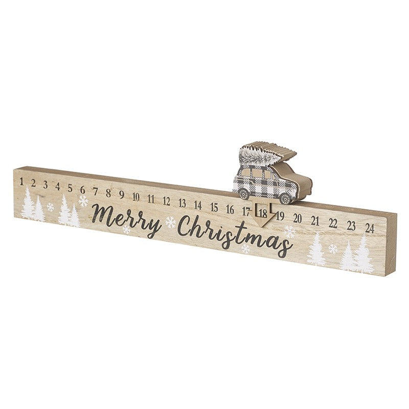Merry Christmas Wooden Advent Car Decoration