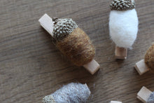 Load image into Gallery viewer, Set of 6 Wool Acorns on Pegs
