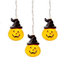 Load image into Gallery viewer, Set of 10 Pumpkin With Witch Hats LED Lights
