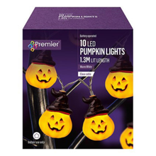 Load image into Gallery viewer, Set of 10 Pumpkin With Witch Hats LED Lights
